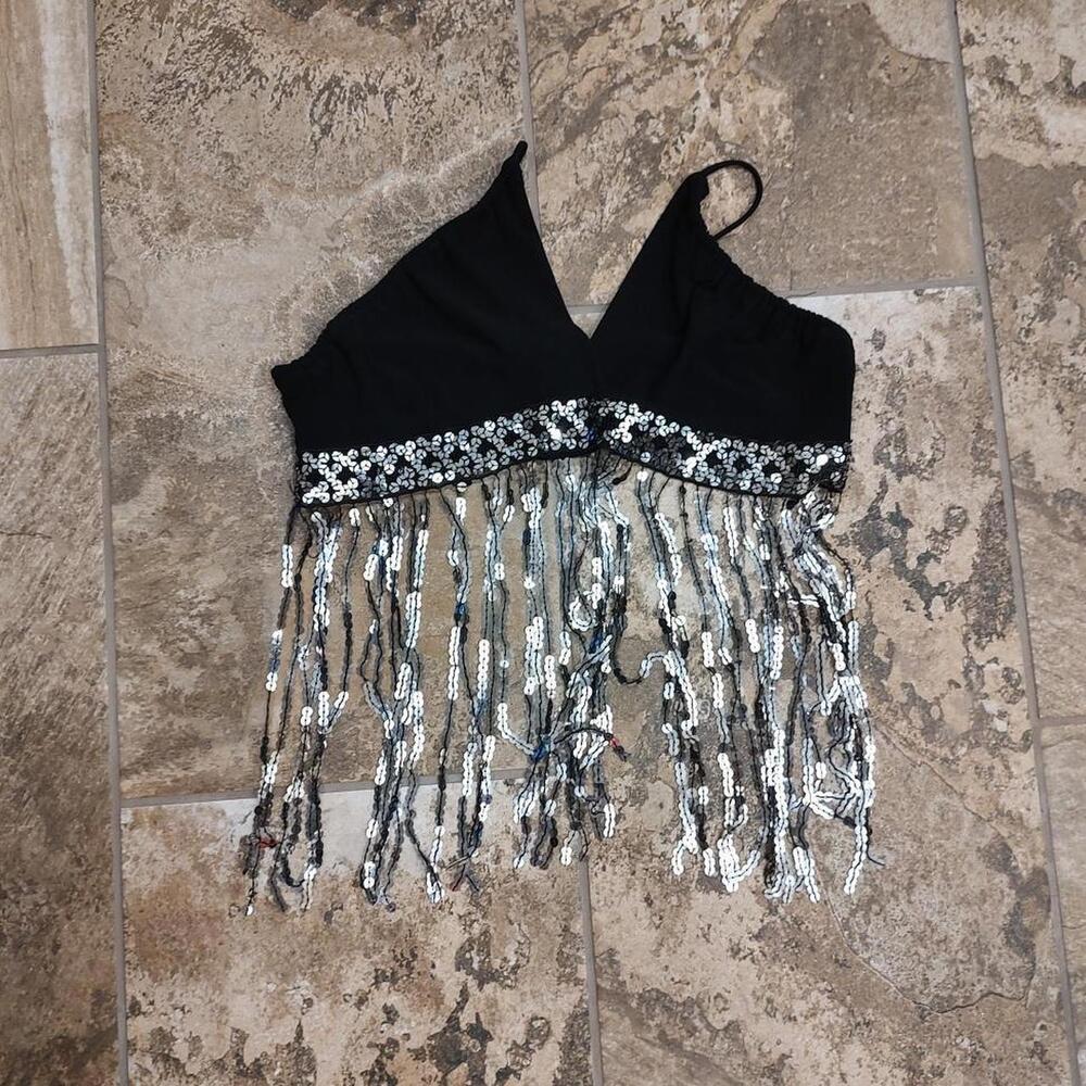 Cute 2000s y2k cheeky usa sequin bra cropped bra top
